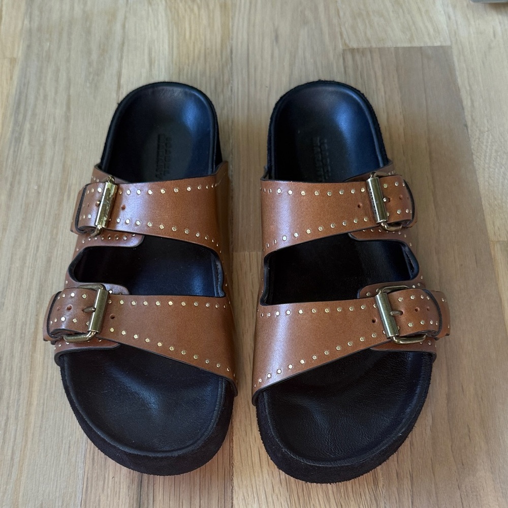 Isabel Marant Lennyo Studded Leather Double Strap Sandals